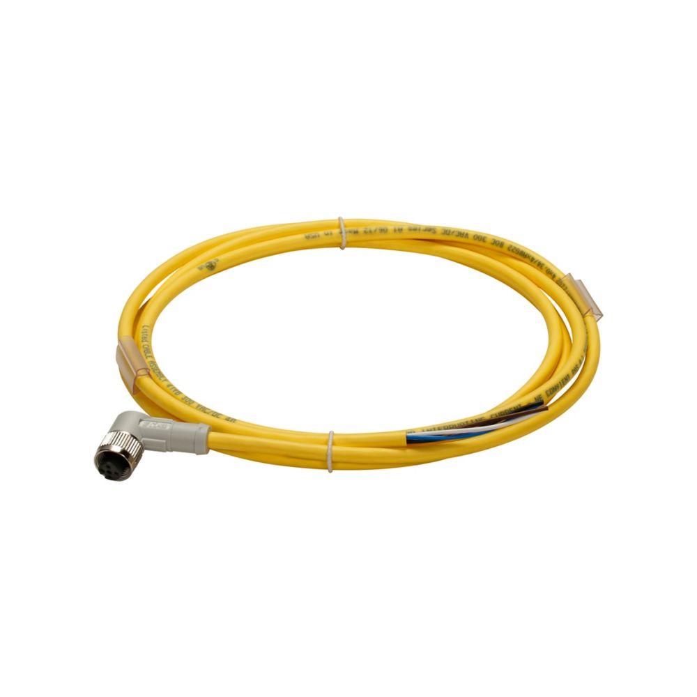 CORDSET,RT ANG,DC 4P 4W,22GA,PUR,YEL,2M