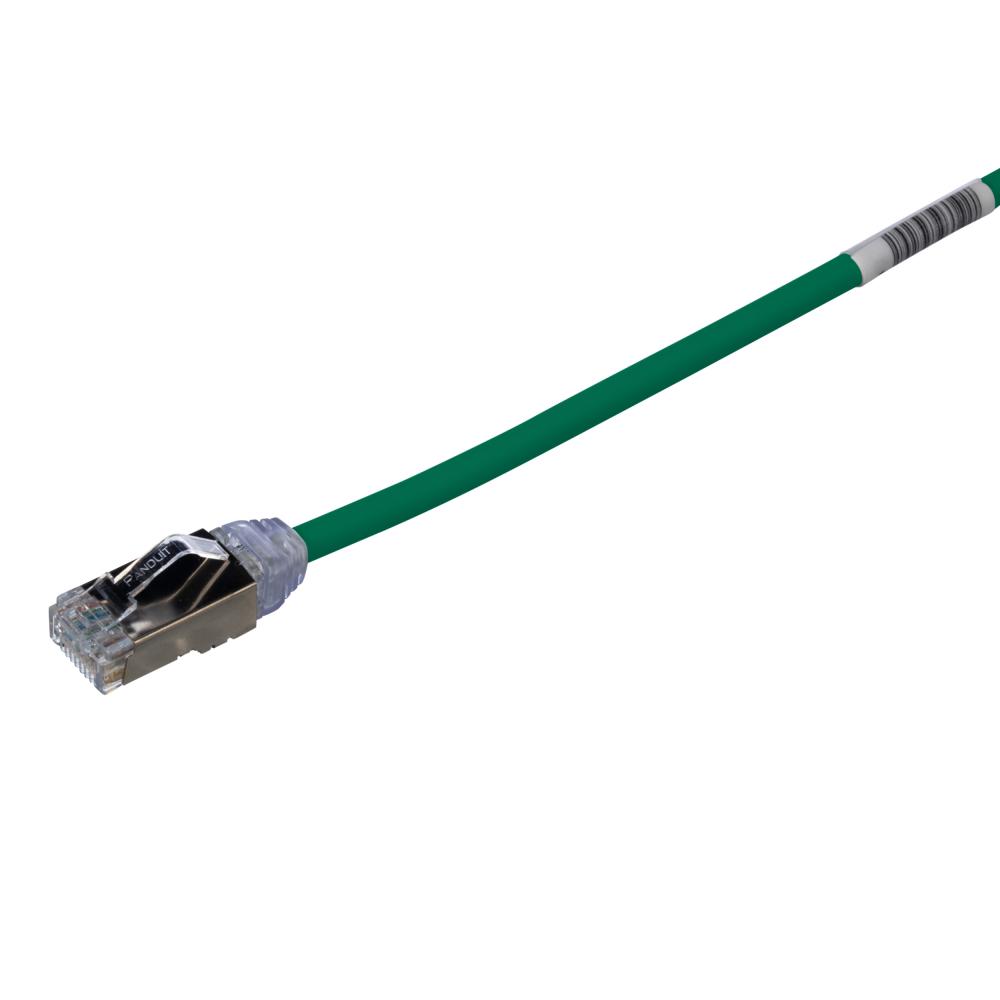 Cat 6A 28 AWG Shielded Patch Cord, 0.2 m, Green