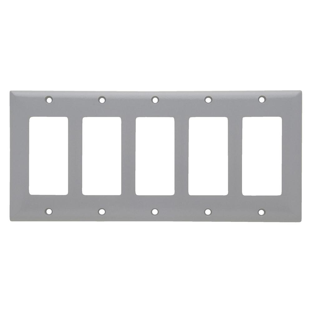 SMOOTH WALL PLATE 5 GANG SIERRAPLEX GY