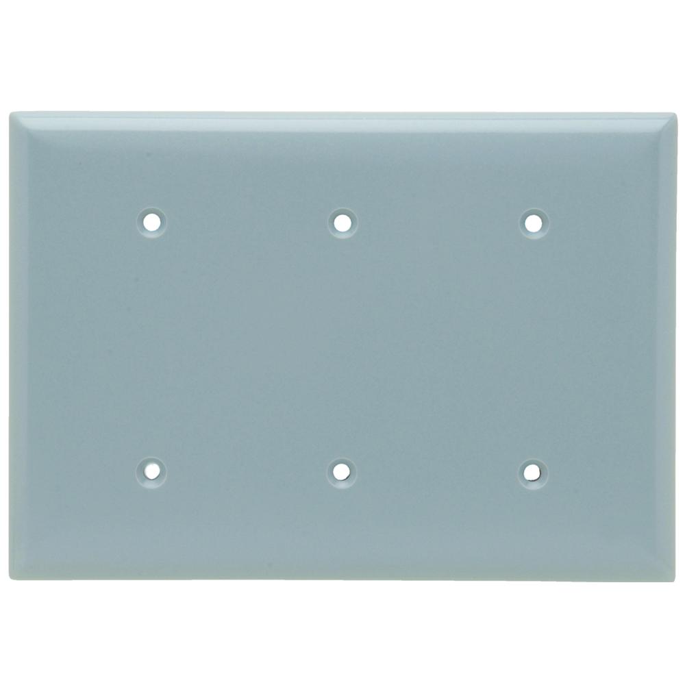 SMOOTH WALL PLATE 3G BLNK BOX MT GR