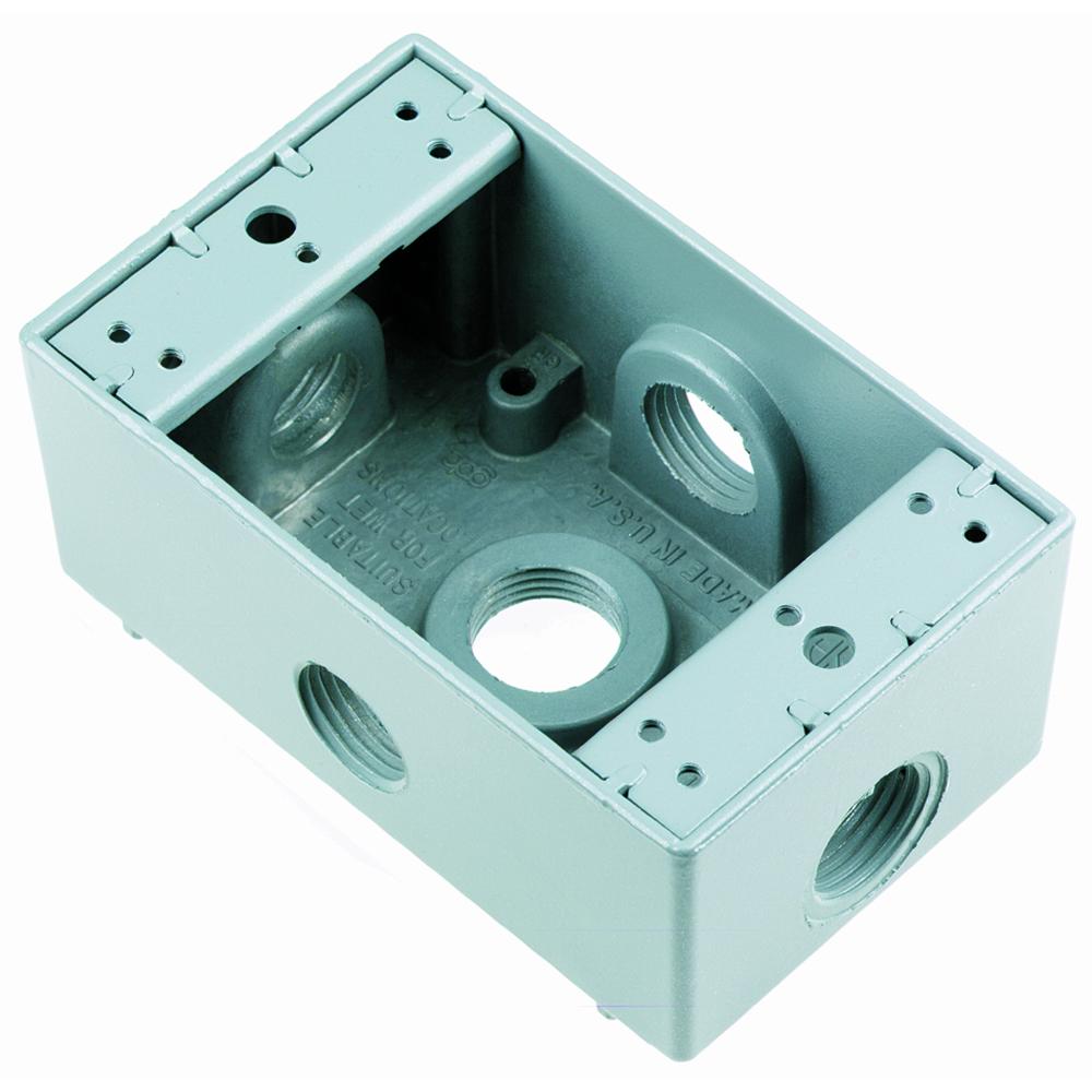 WP BOX 1G 5 HOLE 3/4 GY