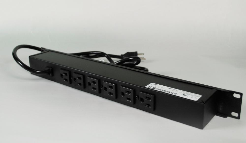 15A, 1U, 6R OL, SW, 6FT, BK